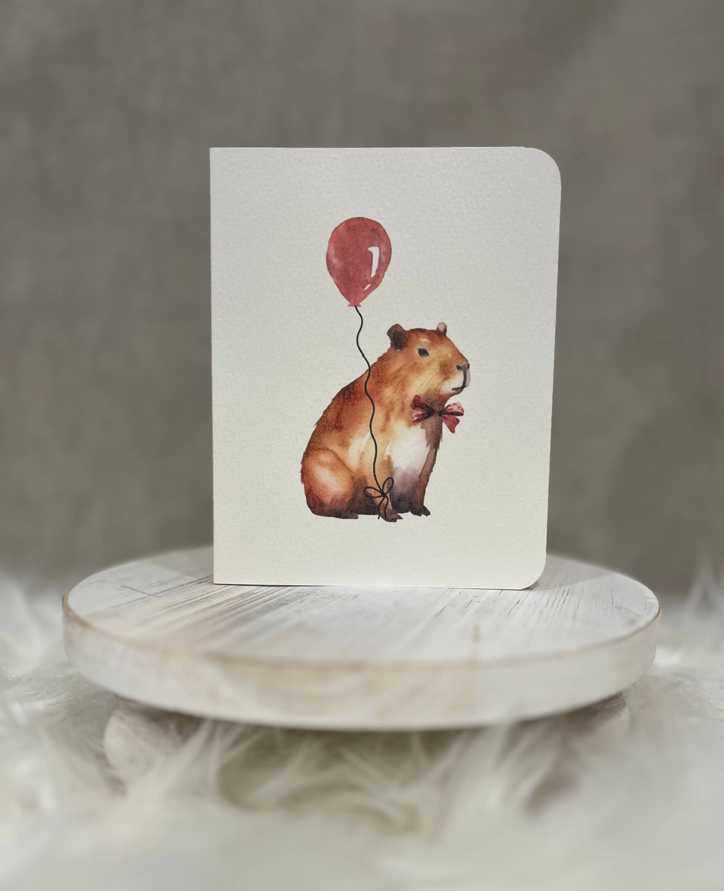 Paper Kuts - Watercolour Capybara With Red Balloon Birthday Card: Square