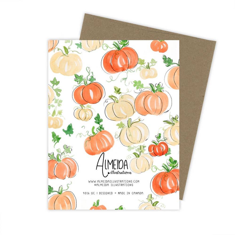 Almeida Illustrations - Hey Pumpkin! Fall & Pumpkin Spice Greeting Card: White