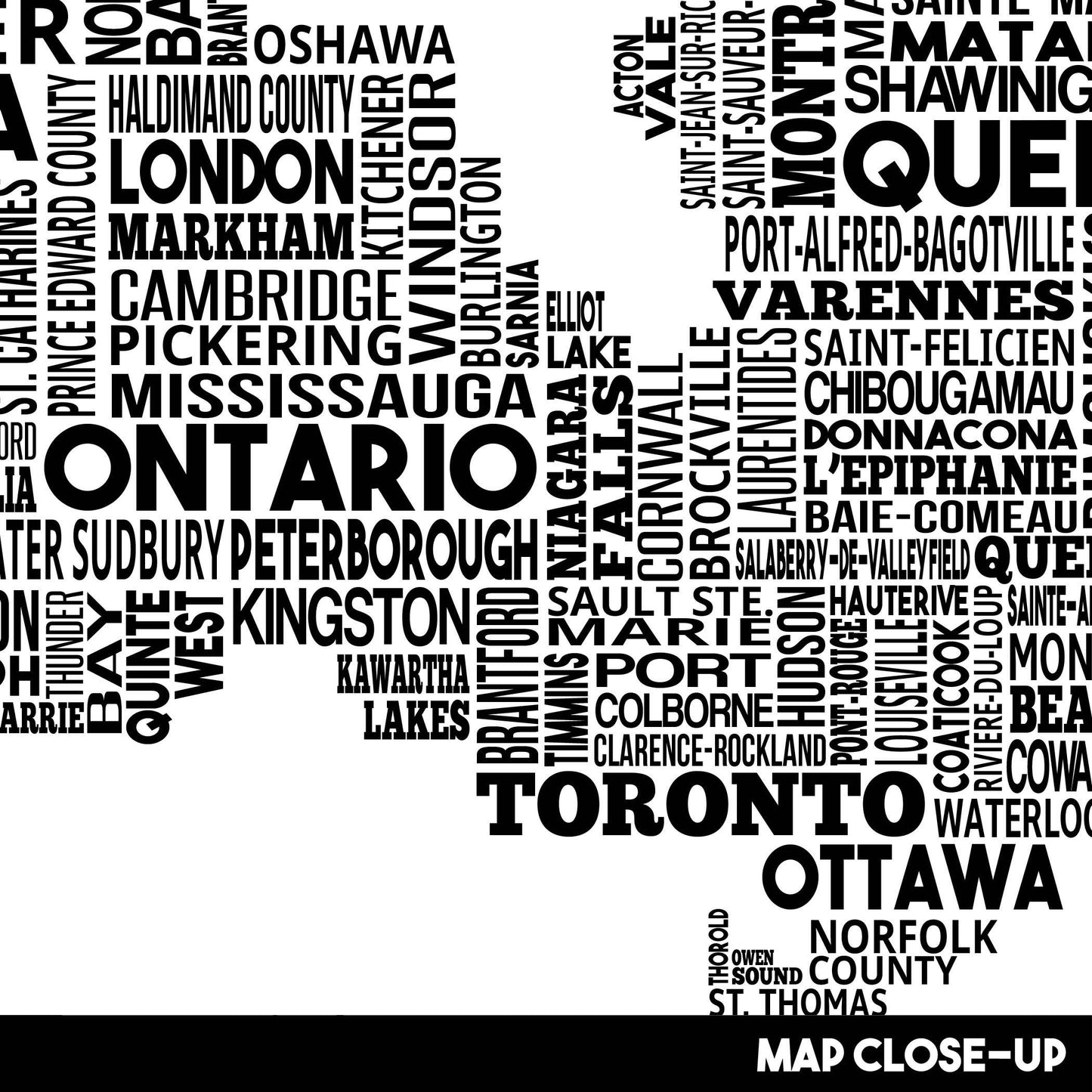 Damon D Chan - Canada City Typography Map Print: 11" x 14"