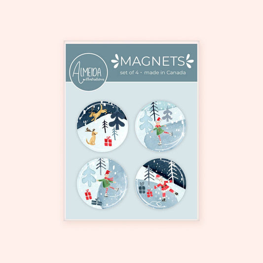Almeida Illustrations - Christmas Skates Magnet Set