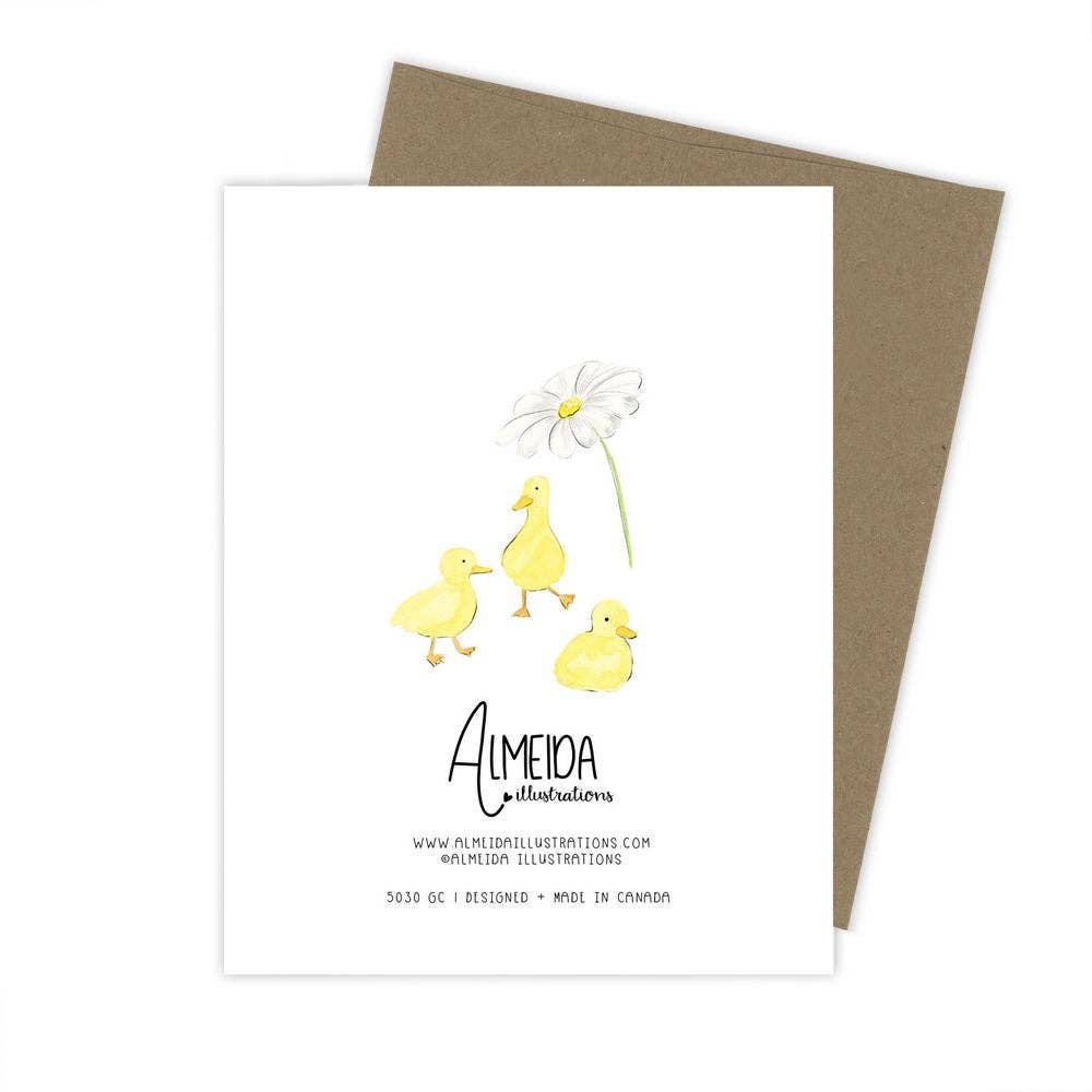 Almeida Illustrations - Congratulations on your Bundle of joy Baby Card | Ducklings: White