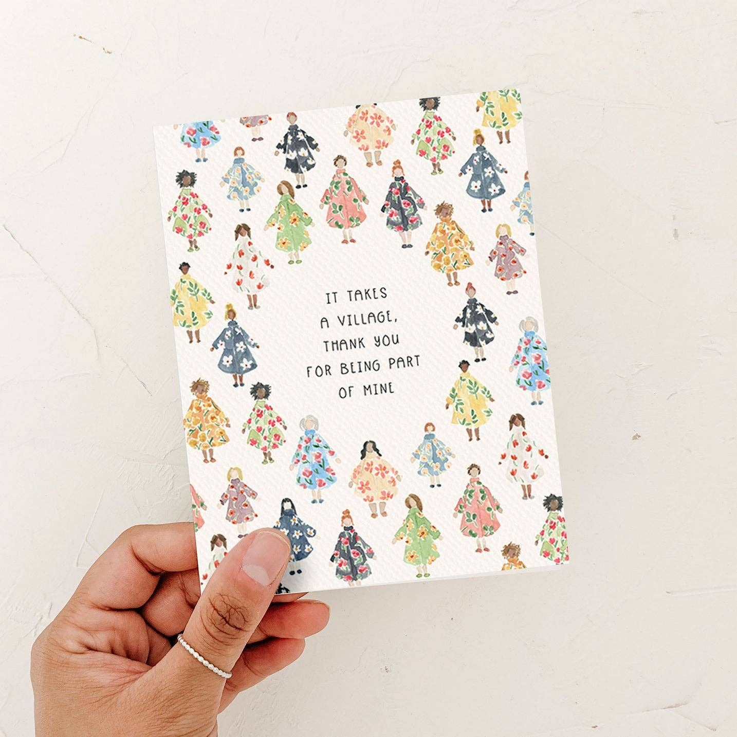 Almeida Illustrations - It Takes a Village Card | Thank You Card: Kraft
