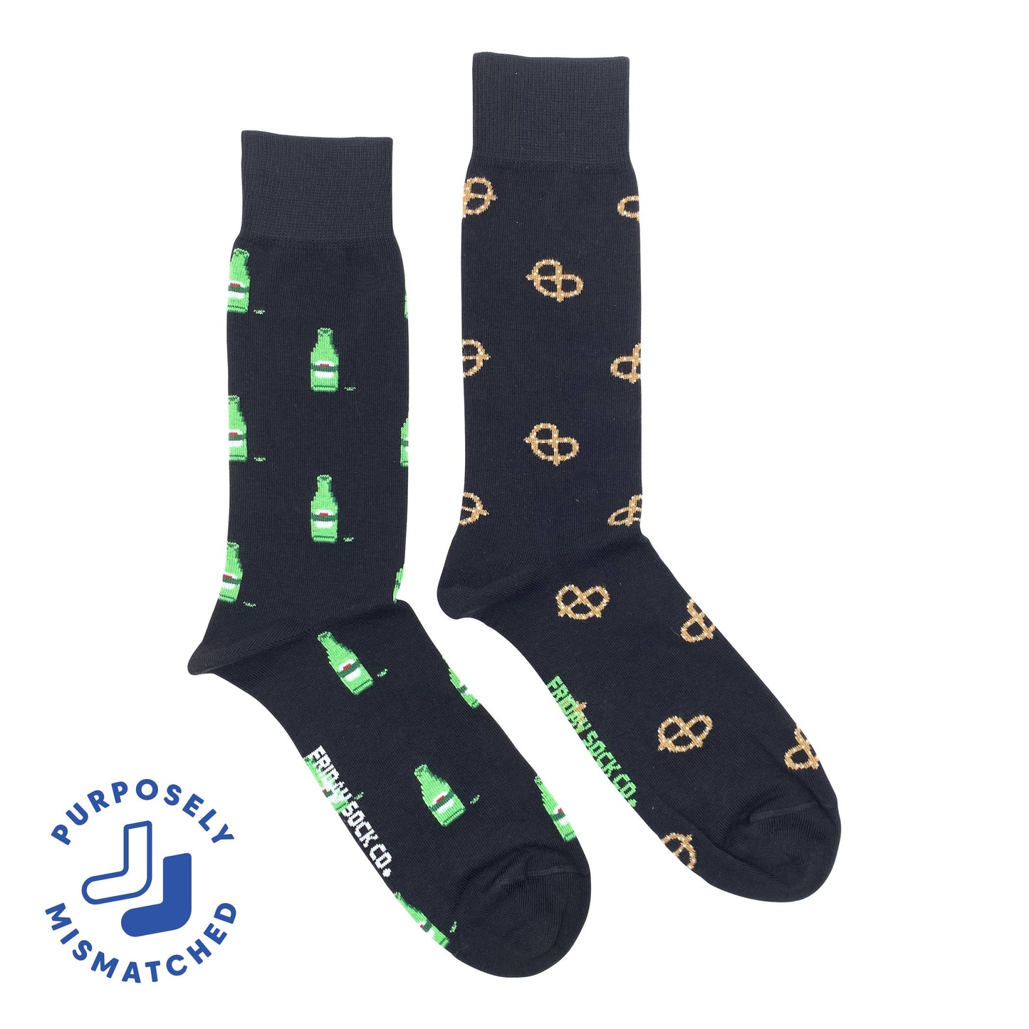 Friday Sock Co. - Men's Pretzel & Beer Mid-Calf Socks - Fun Gift for Dad & Men: Men's 7 - 12