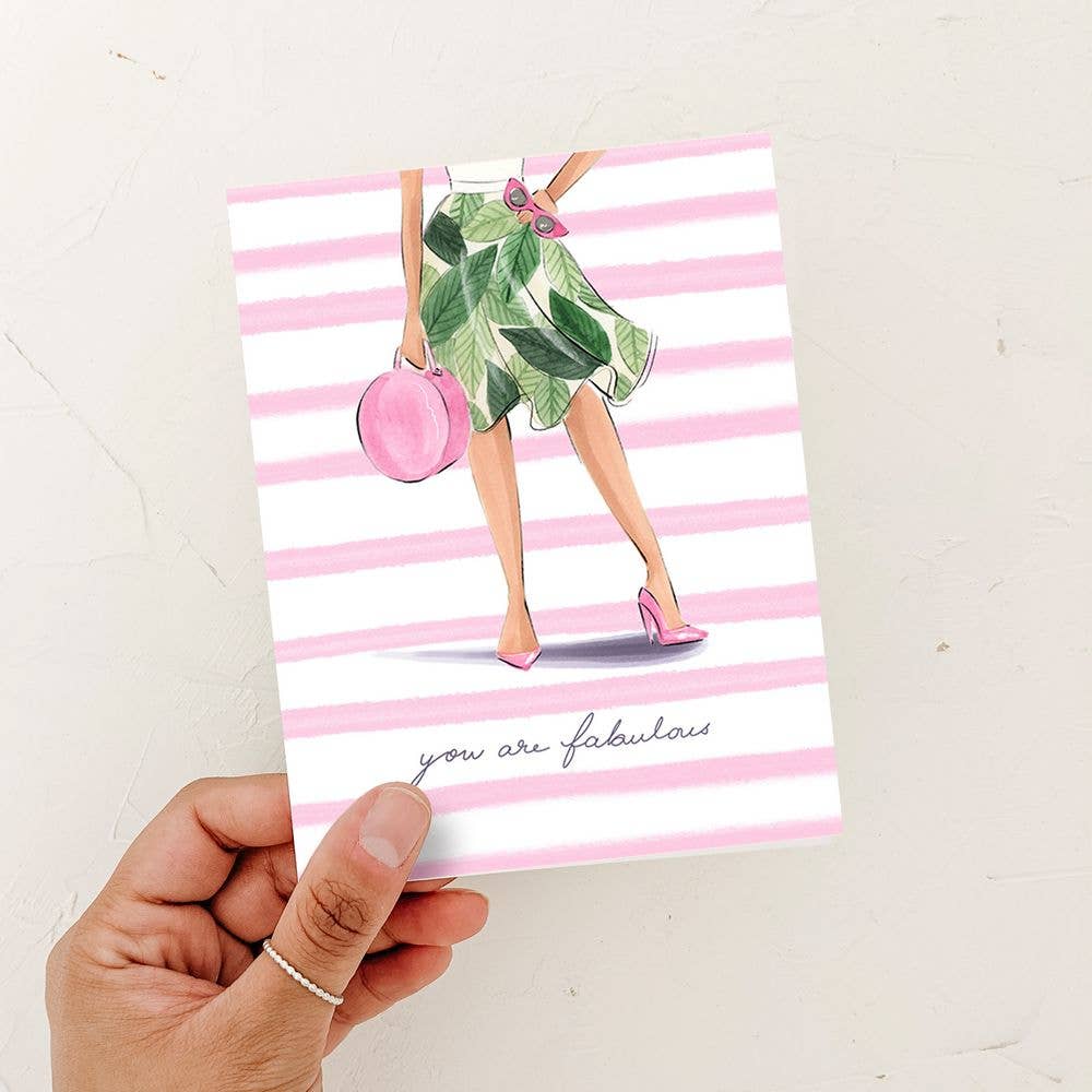 Almeida Illustrations - You are Fabulous Girl Power card: White