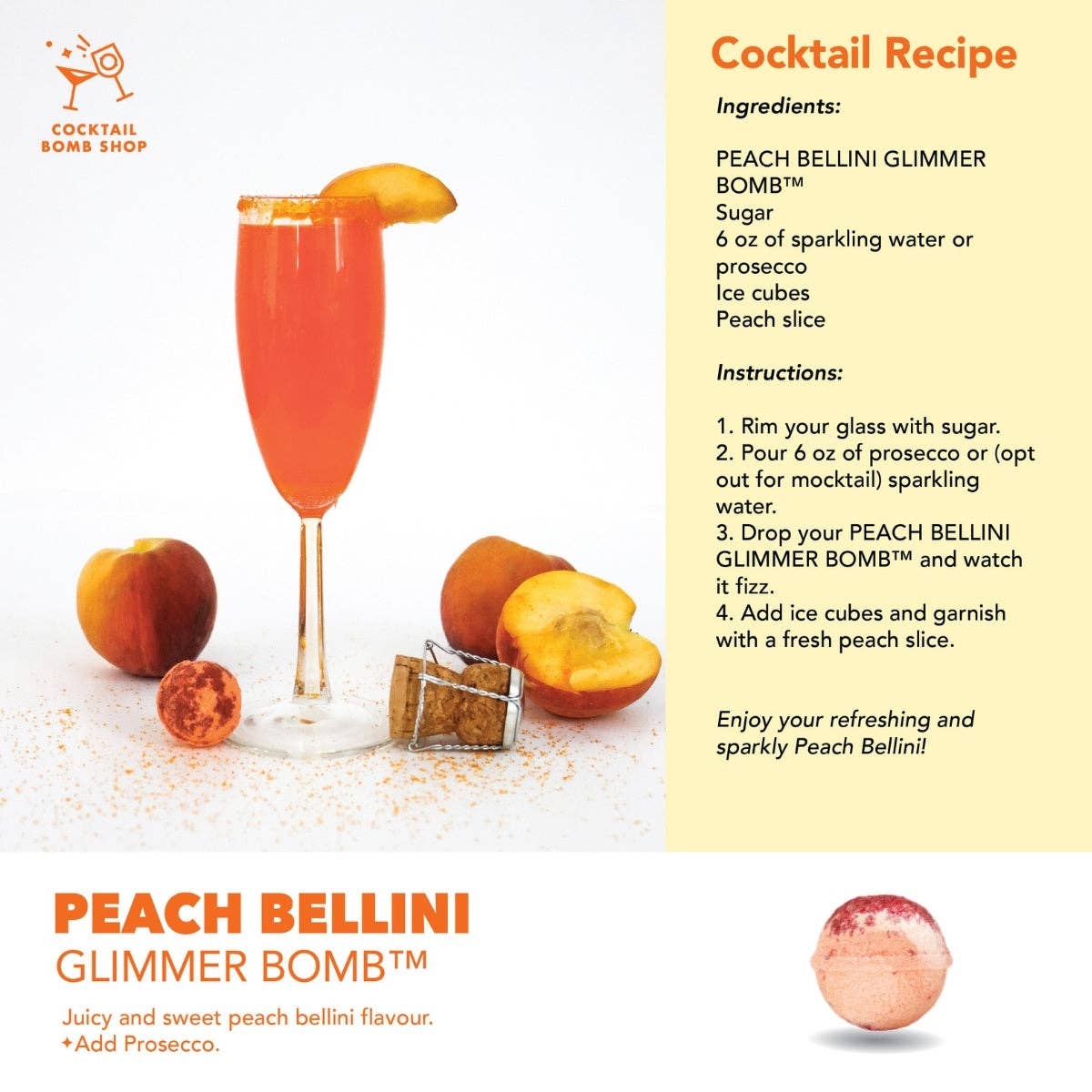 Cocktail Bomb Shop - PEACH BELLINI: 4 Cocktail Bombs