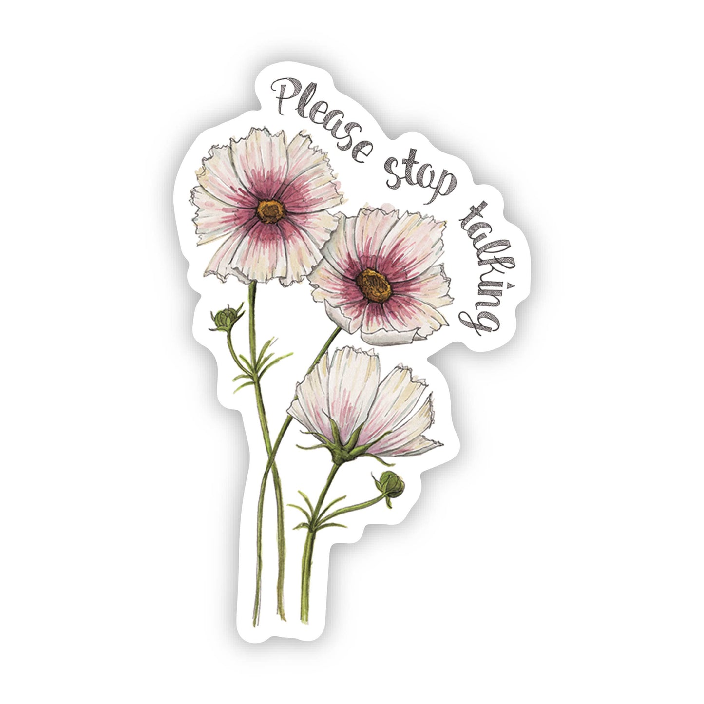 Naughty Florals - Please Stop Talking Sticker