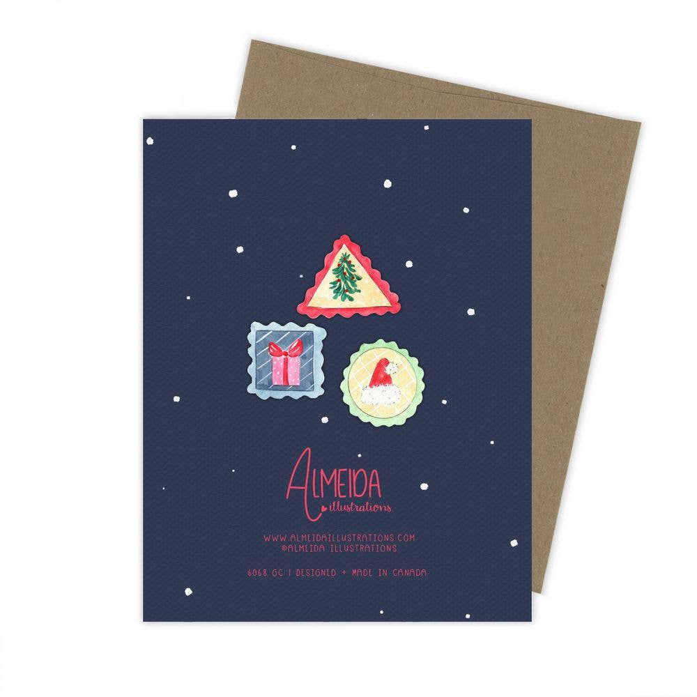 Almeida Illustrations - Christmas Stamps Card: White