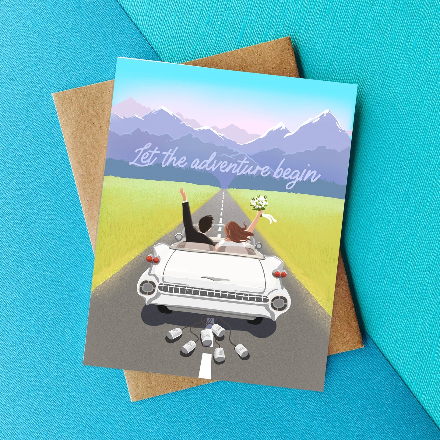 Top Hat and Monocle - Let the Adventure Begin Wedding Card- Wedding Day Card