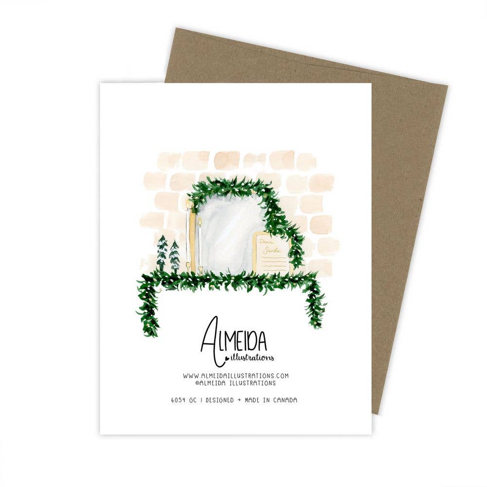 Almeida Illustrations - The Holiday Mantle Christmas Card: White