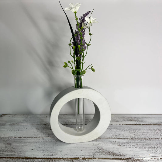 Joyful Lotus - Concrete vase with test tube: Natural Gray