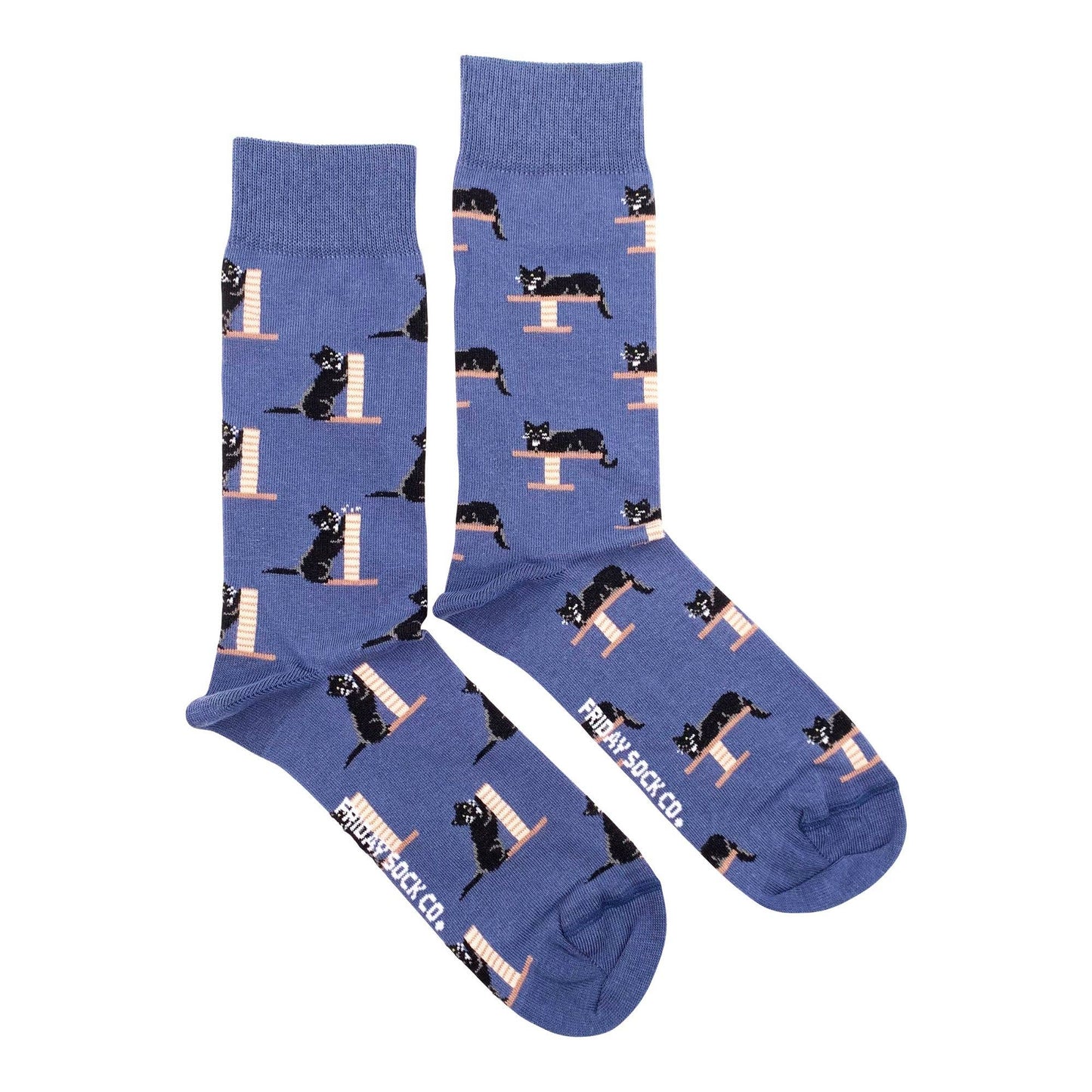 Friday Sock Co. - Cat Socks | Men's Size | Cozy Cat | Mismatched | Premium: Men's 7 - 12