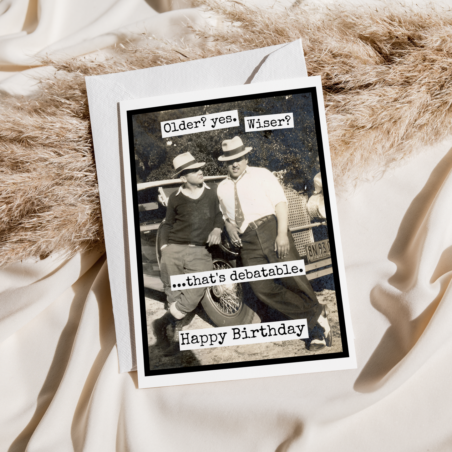 Raven's Rest Studio - Funny Birthday Card For Man. Older? Yes. Wiser? Debatable