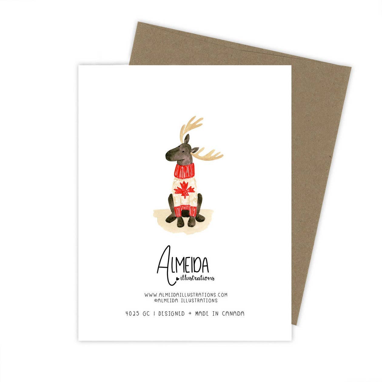 Almeida Illustrations - Canadian Moose Card: White