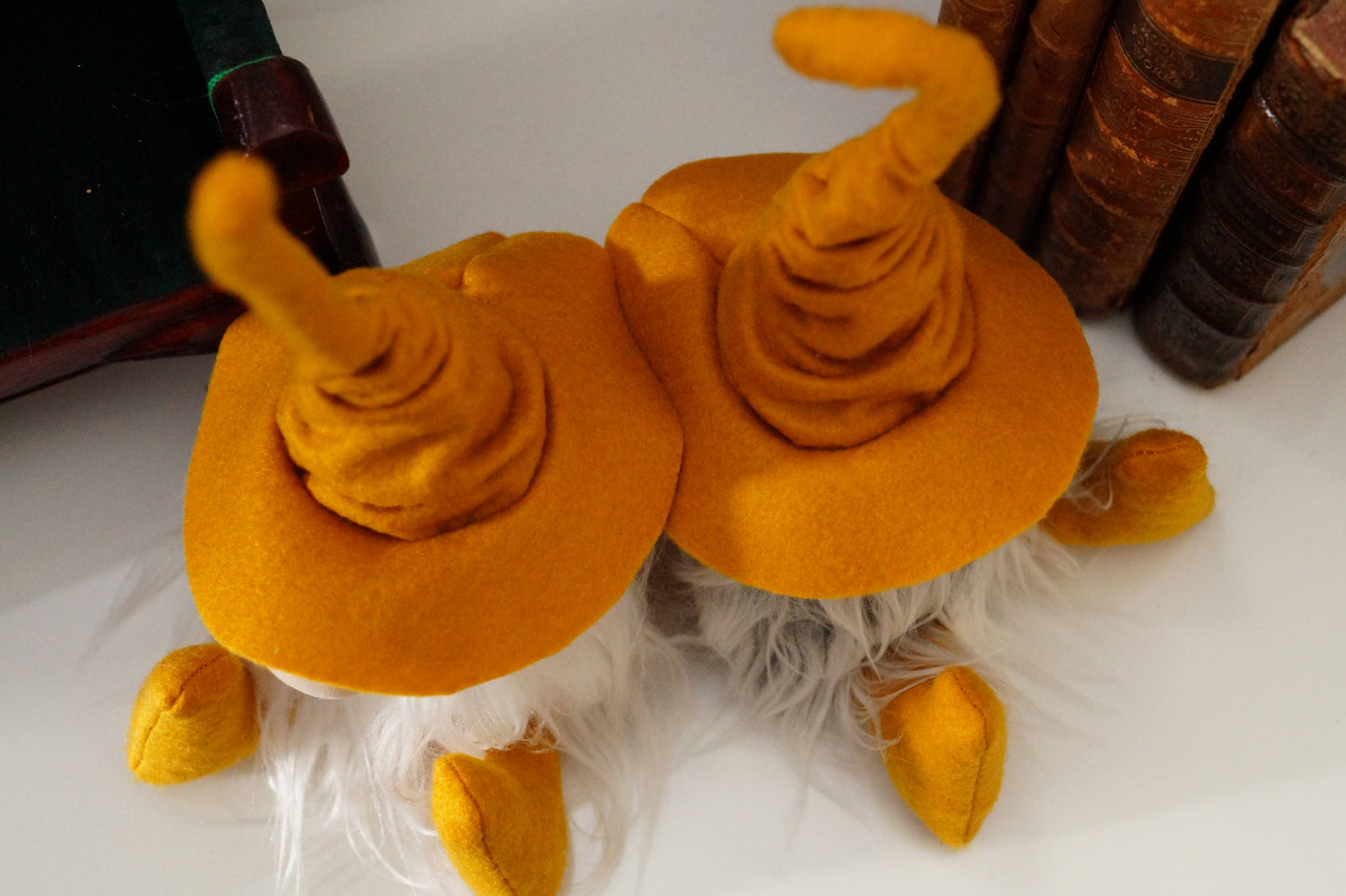 Gnomevillestudios - Fall Wizard Gnomes – All-Season Magical Book Shelf decor: Ruby- Frosty Beard / Large