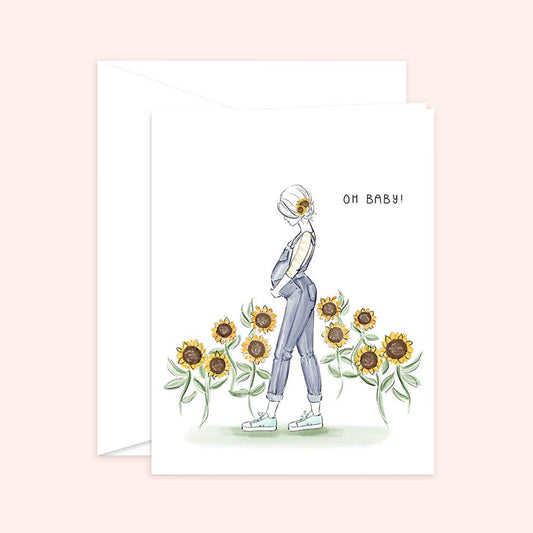 Almeida Illustrations - Oh baby! Newborn Greeting Card: White