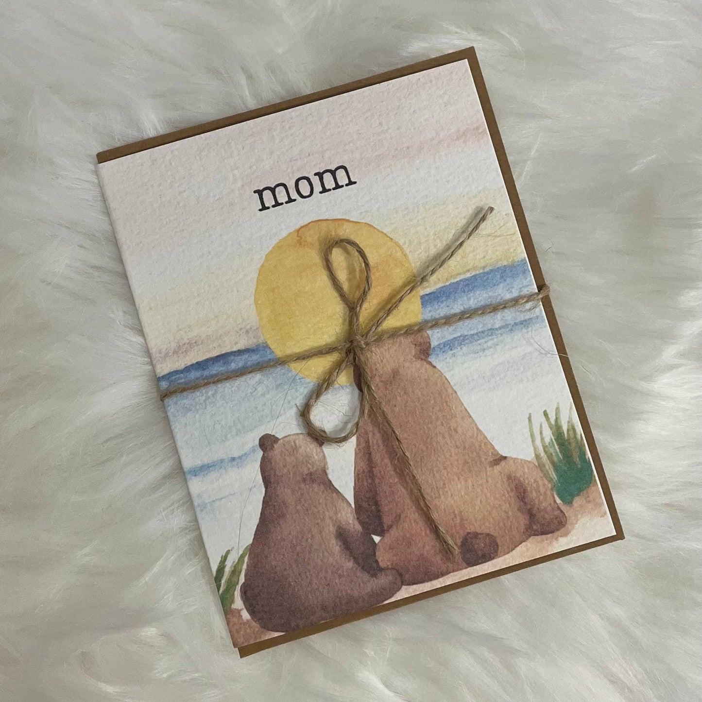 Paper Kuts - Bears and Sunset Compostable Mother's Day Handmade Card: Square