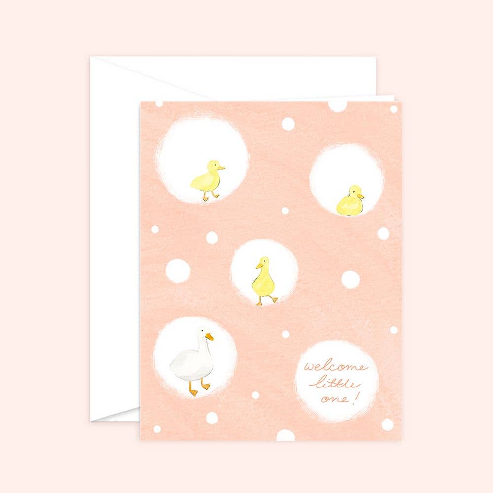 Almeida Illustrations - Baby Ducklings - Welcome Little One - New Baby card: White