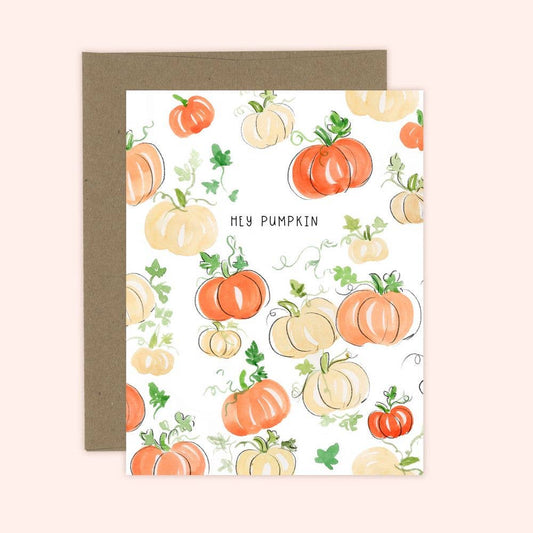 Almeida Illustrations - Hey Pumpkin! Fall & Pumpkin Spice Greeting Card: White