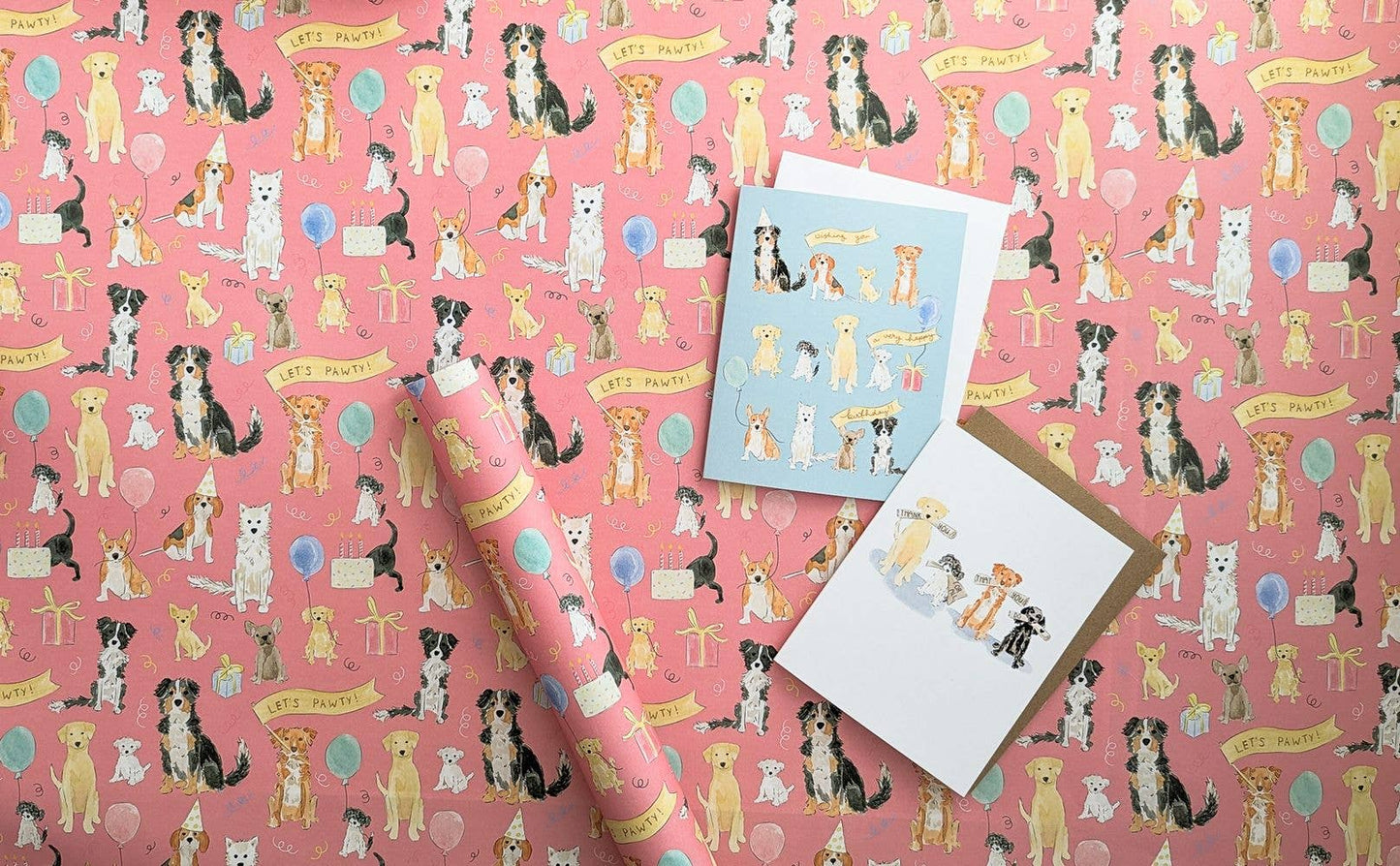 Almeida Illustrations - Dog Celebration Birthday Gift Wrap: Single Sheet