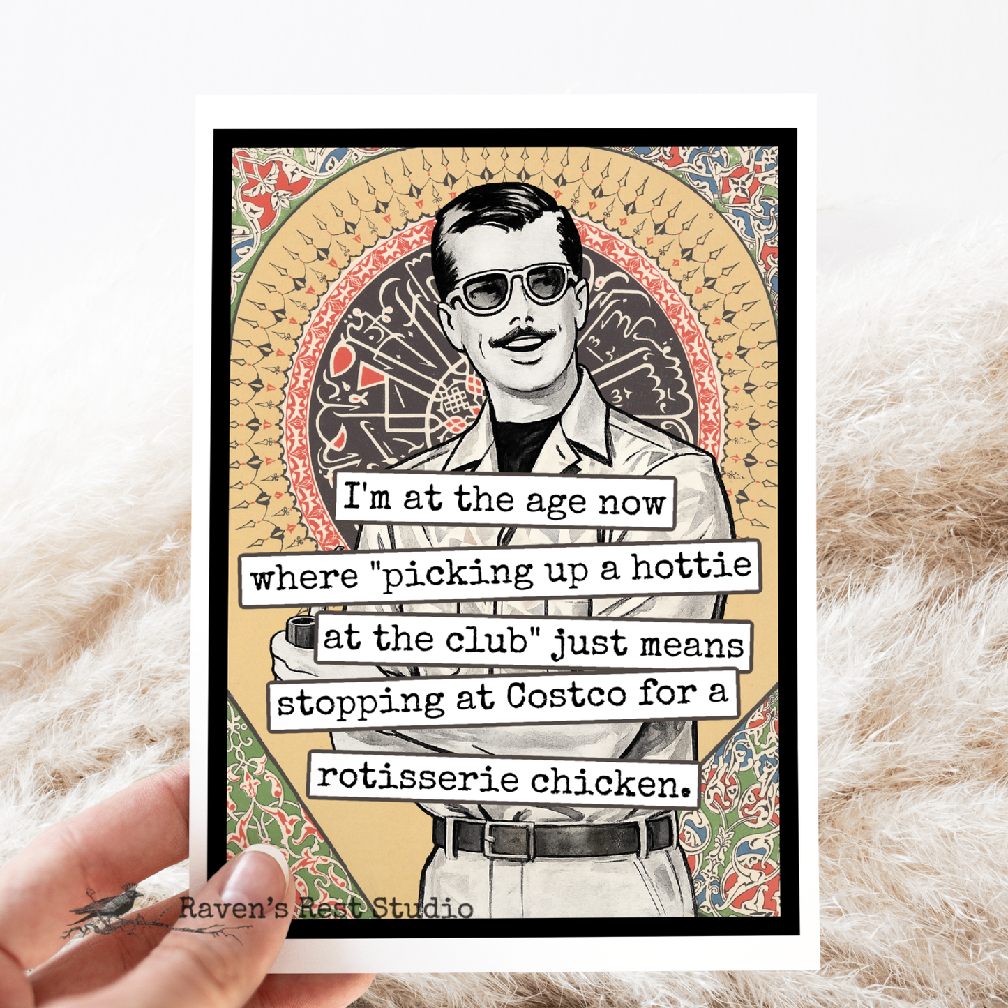 Raven's Rest Studio - Birthday Card For Man. Picking Up a Hottie At The Club...