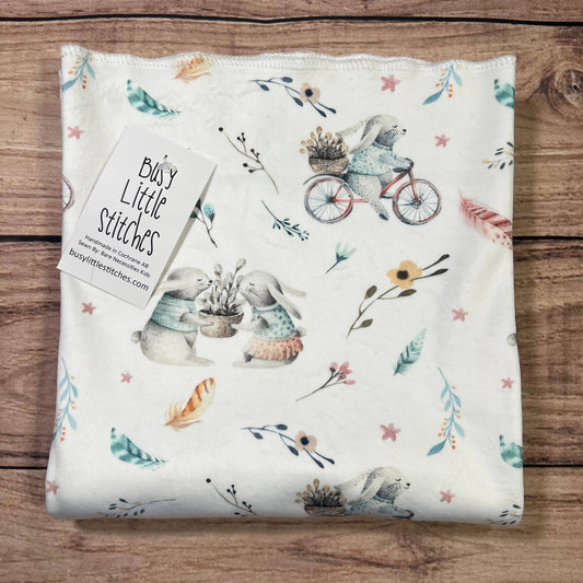 Busy Little Stitches - Bunny Bike Ride Toddler Blanket