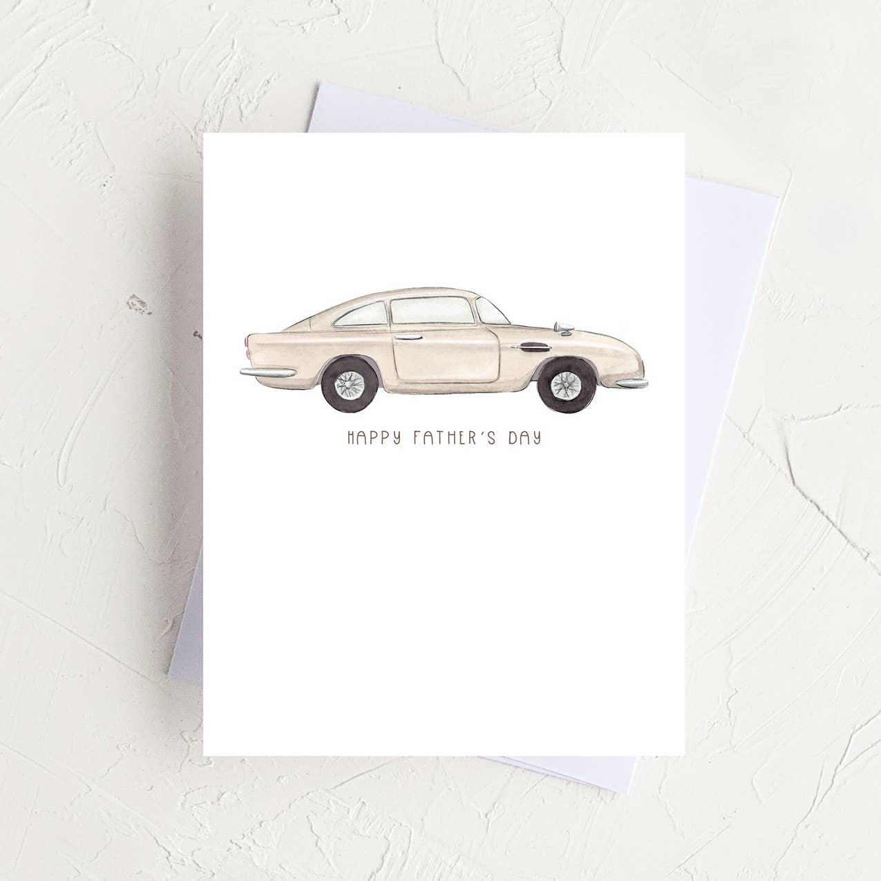 Almeida Illustrations - Vintage Aston Car - Father's Day Greeting Card: White