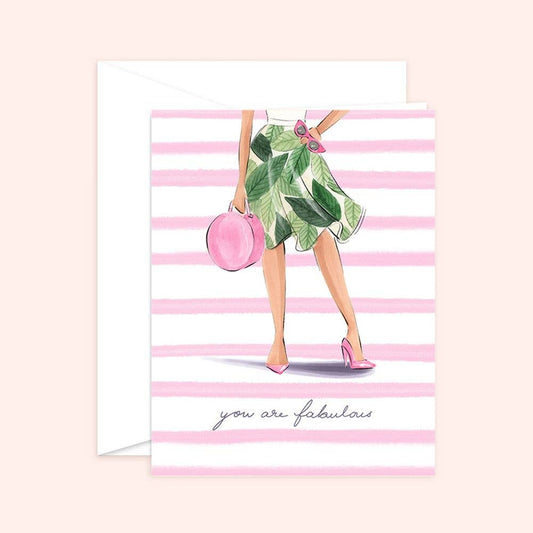 Almeida Illustrations - You are Fabulous Girl Power card: White