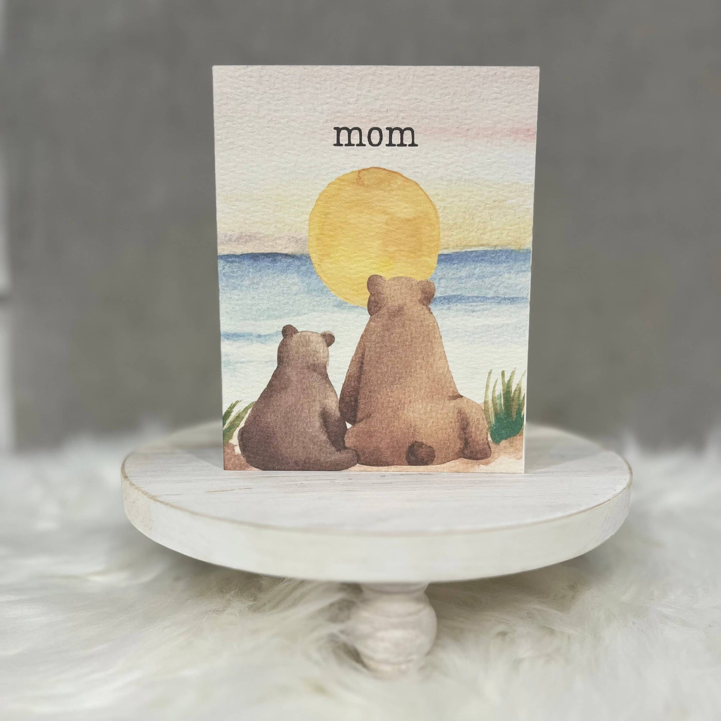 Paper Kuts - Bears and Sunset Compostable Mother's Day Handmade Card: Square
