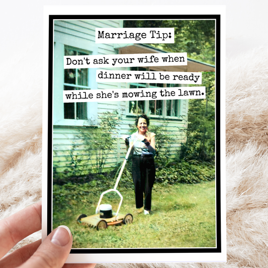 Raven's Rest Studio - CARD. Marriage Tip. Funny Greeting Card. Anniversary.