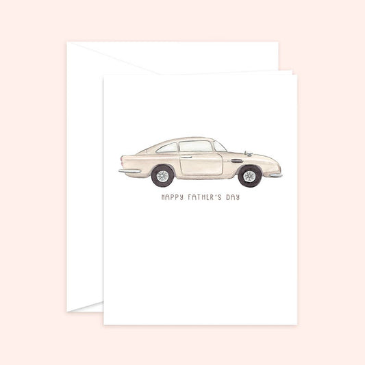Almeida Illustrations - Vintage Aston Car - Father's Day Greeting Card: White