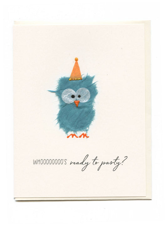 FLAUNT HANDMADE CORRESPONDENCES - "Whoooo's Ready to Party?"  Owl w Party Hat