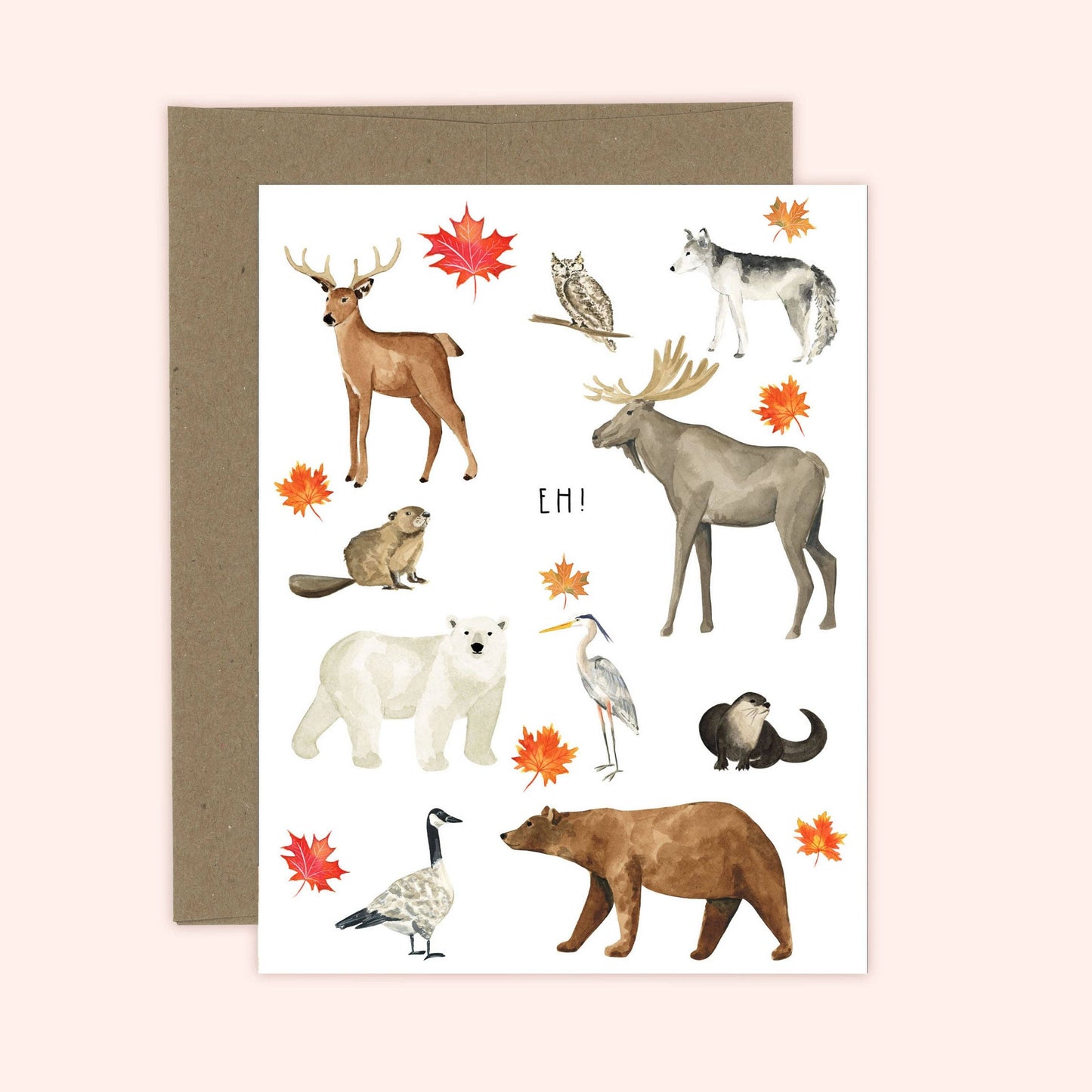 Almeida Illustrations - Canada Eh! Card | Canadian Animals: White