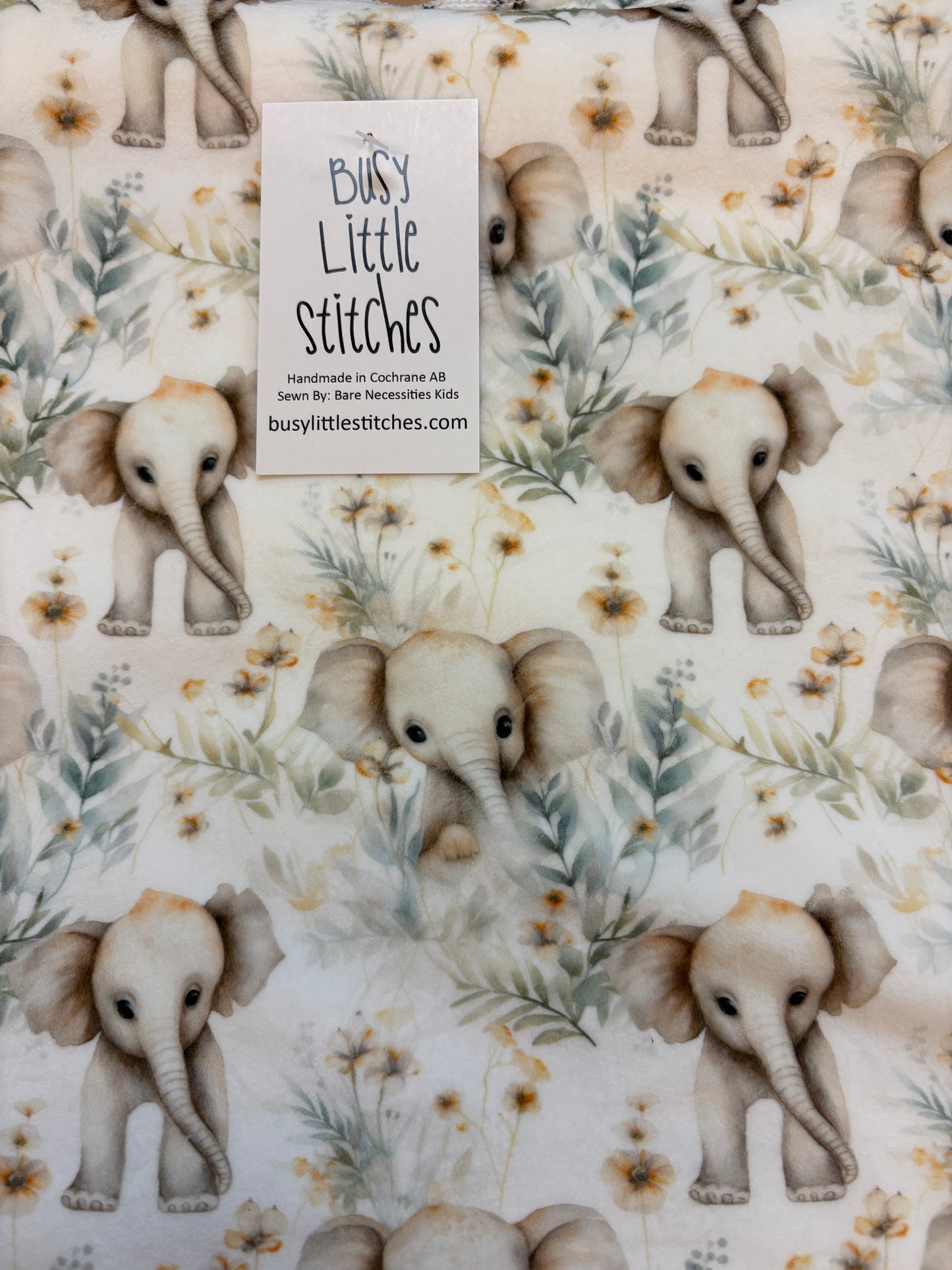 Busy Little Stitches- Sweet Elephant Floral Toddler Blanket