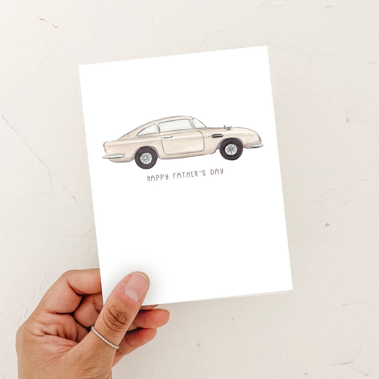 Almeida Illustrations - Vintage Aston Car - Father's Day Greeting Card: White