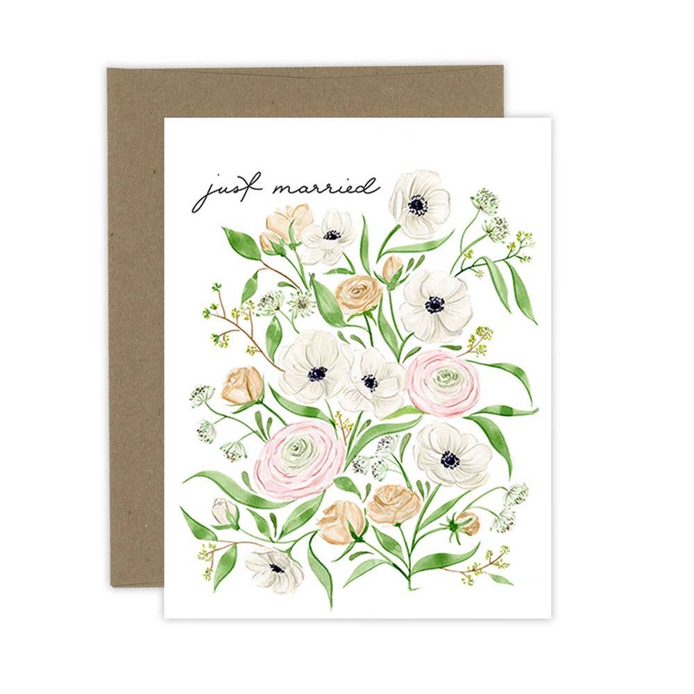 Almeida Illustrations - Just Married Flower Card: White