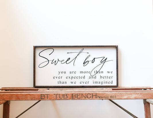 Williamraedesigns - Sweet Boy Framed Print - Boys Nursery Decor: White
