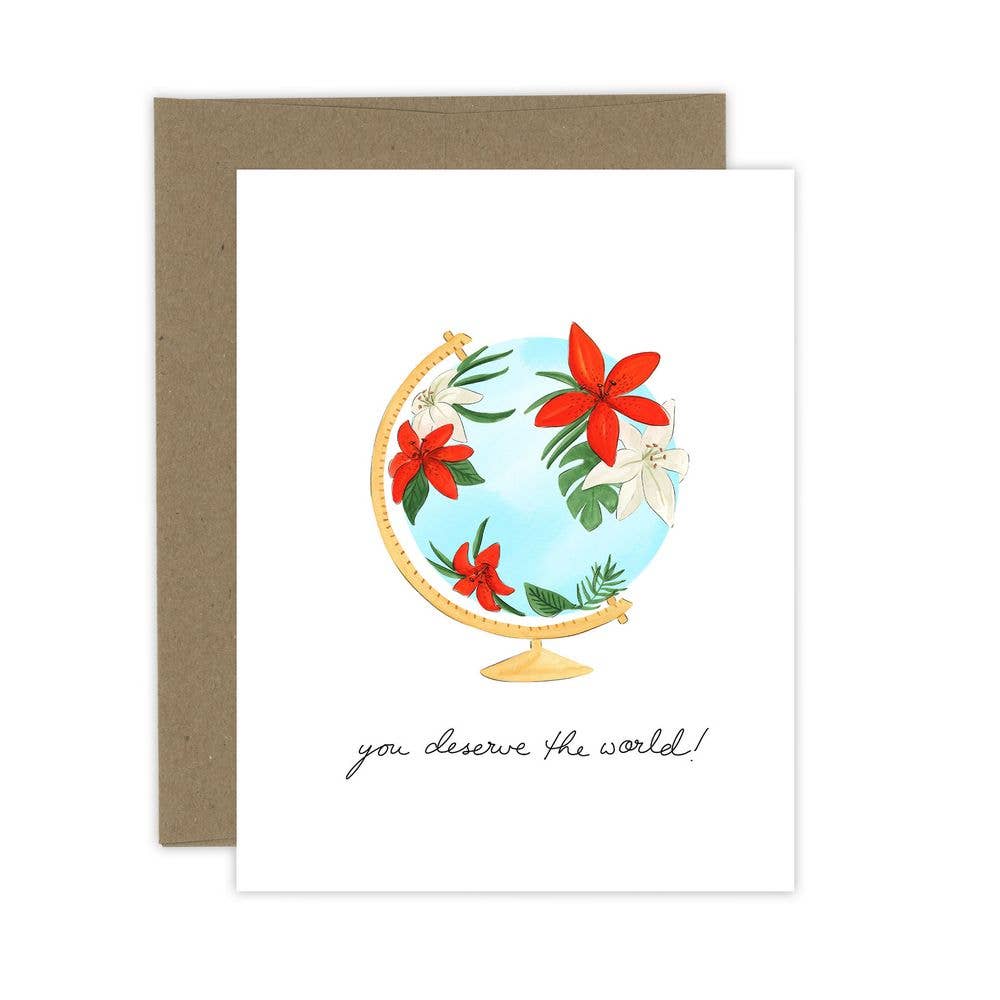 Almeida Illustrations - You Deserve the World Encouragement Card: White