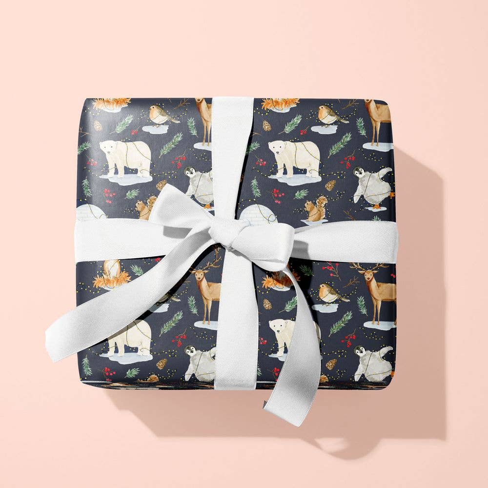 Almeida Illustrations - Festive Animals Christmas Gift Wrap: Single Sheet