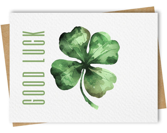 Paper Kuts - Good Luck 4 Leaf Clover Card, Includes Kraft Envelope: Square