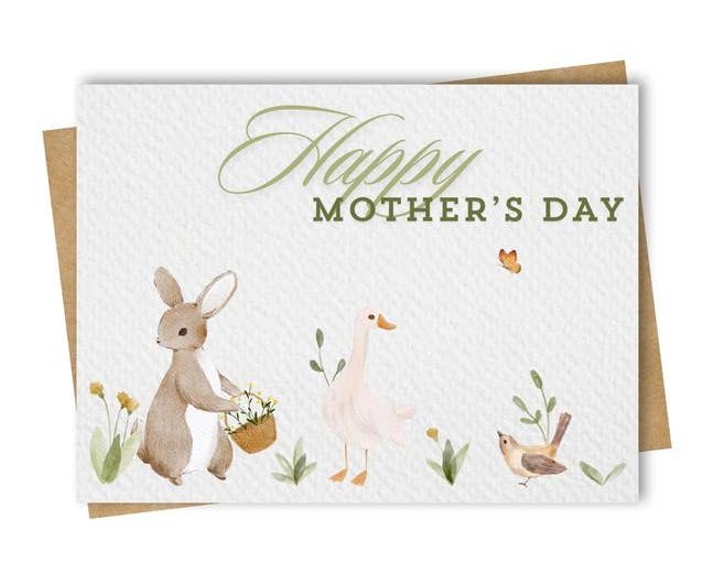 Paper Kuts - Watercolour Animals Mothers Day Card Includes Kraft Envelope: Square