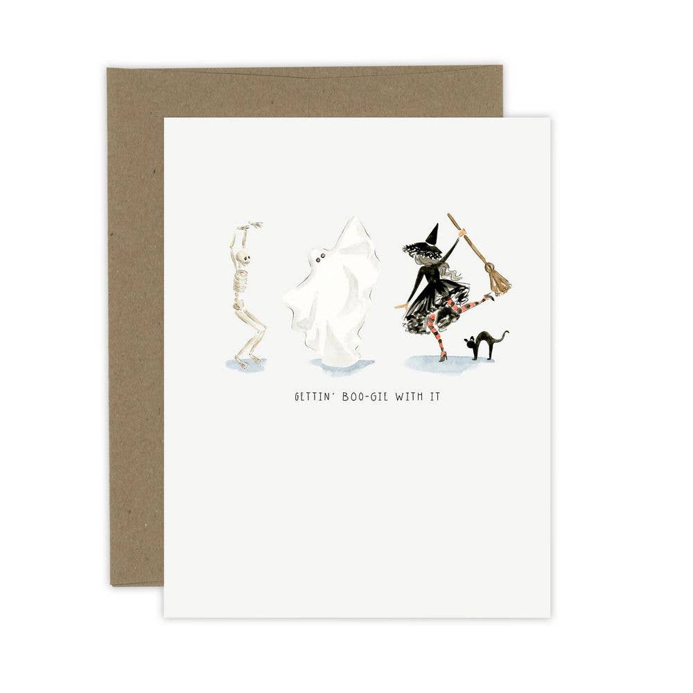 Almeida Illustrations - Gettin' Boo-gie With it Funny Halloween Card: White