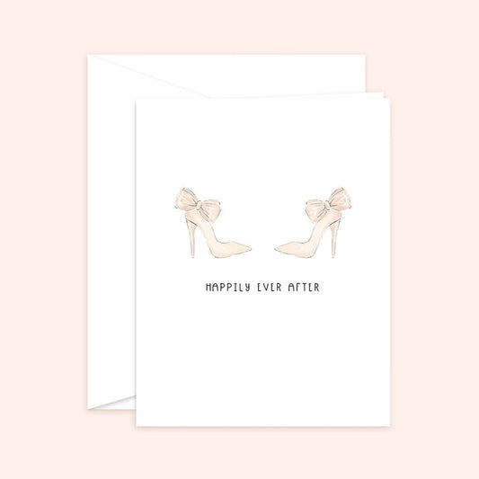 Almeida Illustrations - Happily Ever After Mrs + Mrs Newlywed Lesbian Gay LGBTQ+Greeting Card: White