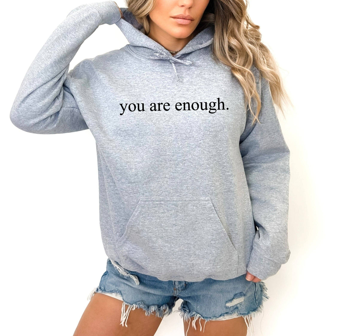 Oakbury Designs - You are enough: Grey Unisex hoodie