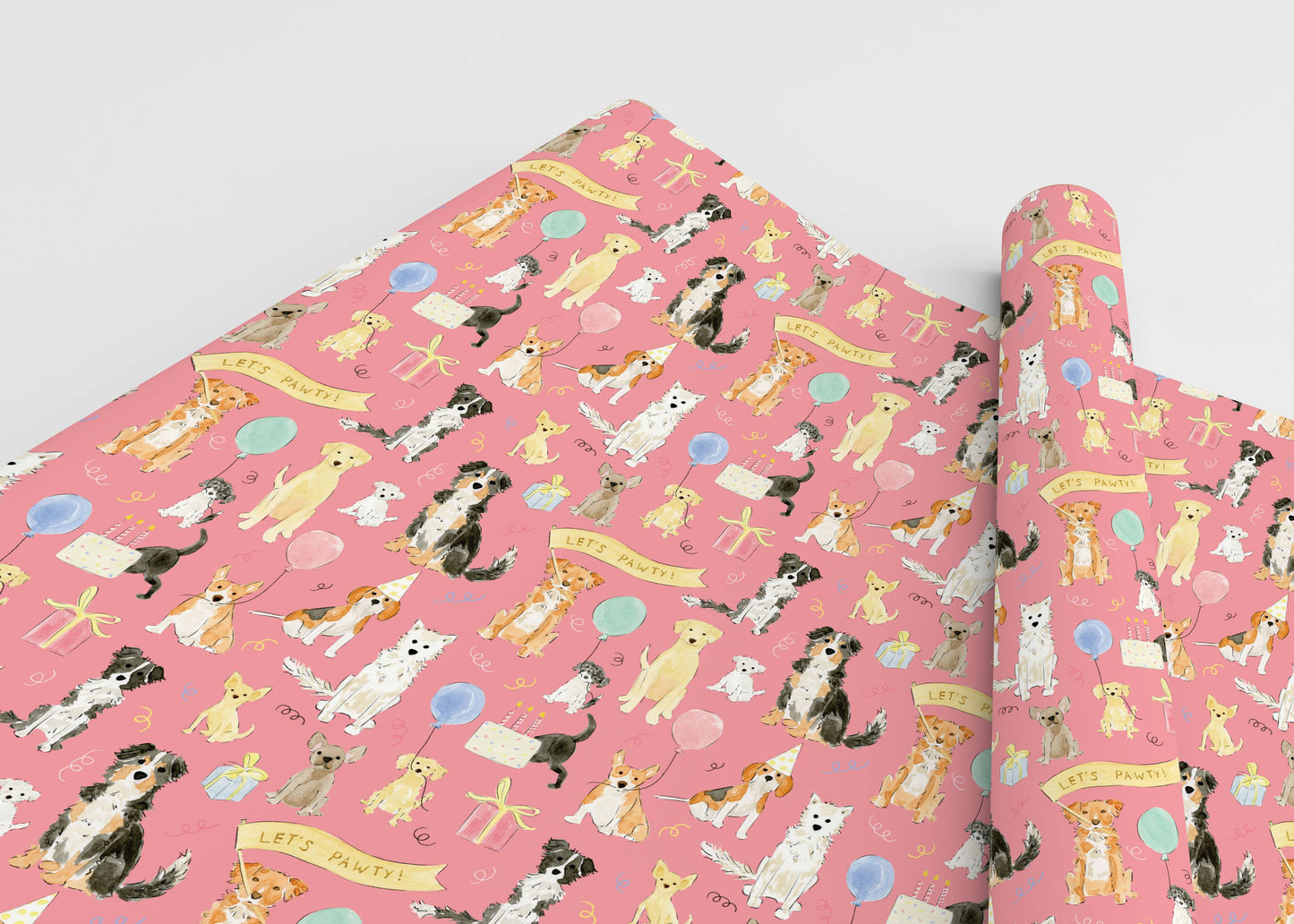 Almeida Illustrations - Dog Celebration Birthday Gift Wrap: Single Sheet