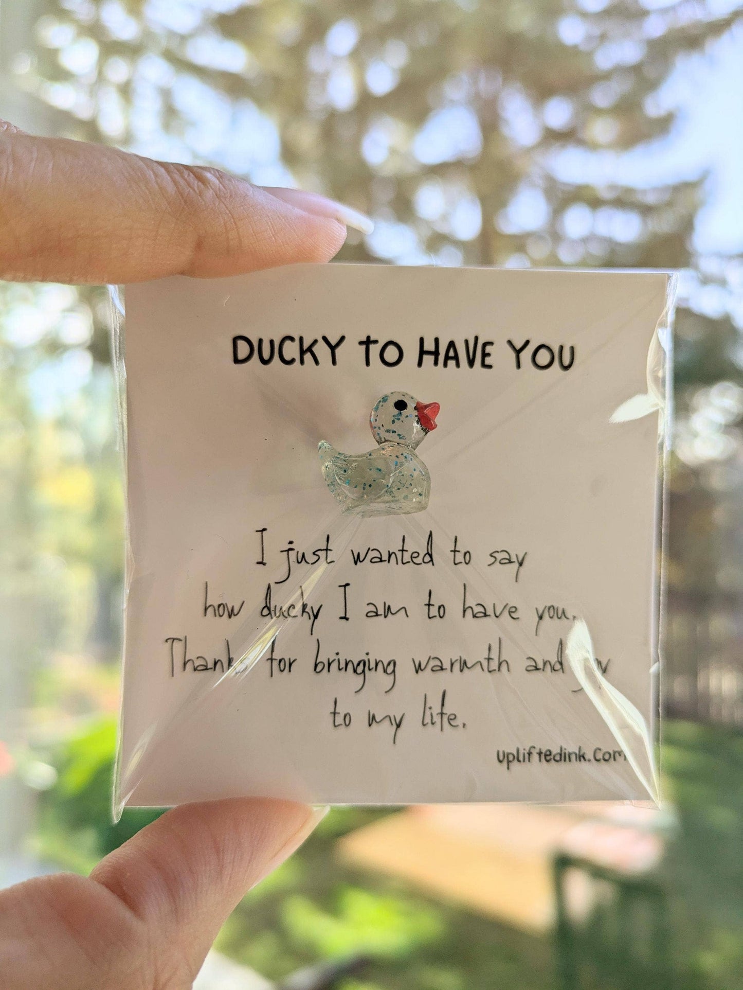 Uplifted Ink - Ducky to Have You Card with Duck Figurine & Custom Message: 1 Card