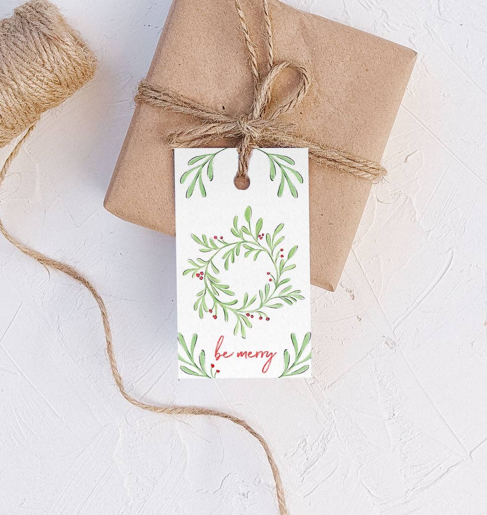 Almeida Illustrations - Be Merry - Set of 8 Holiday Gift Tags + String