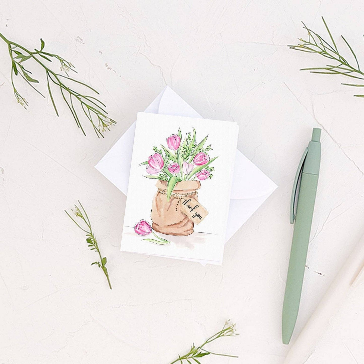 Almeida Illustrations - Mini Card - Thank You Blooms Enclosure Card