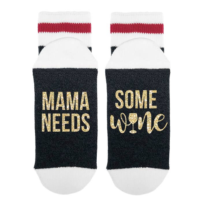 Sock Dirty to Me - Mama Needs Some Wine - Socks: Matte White