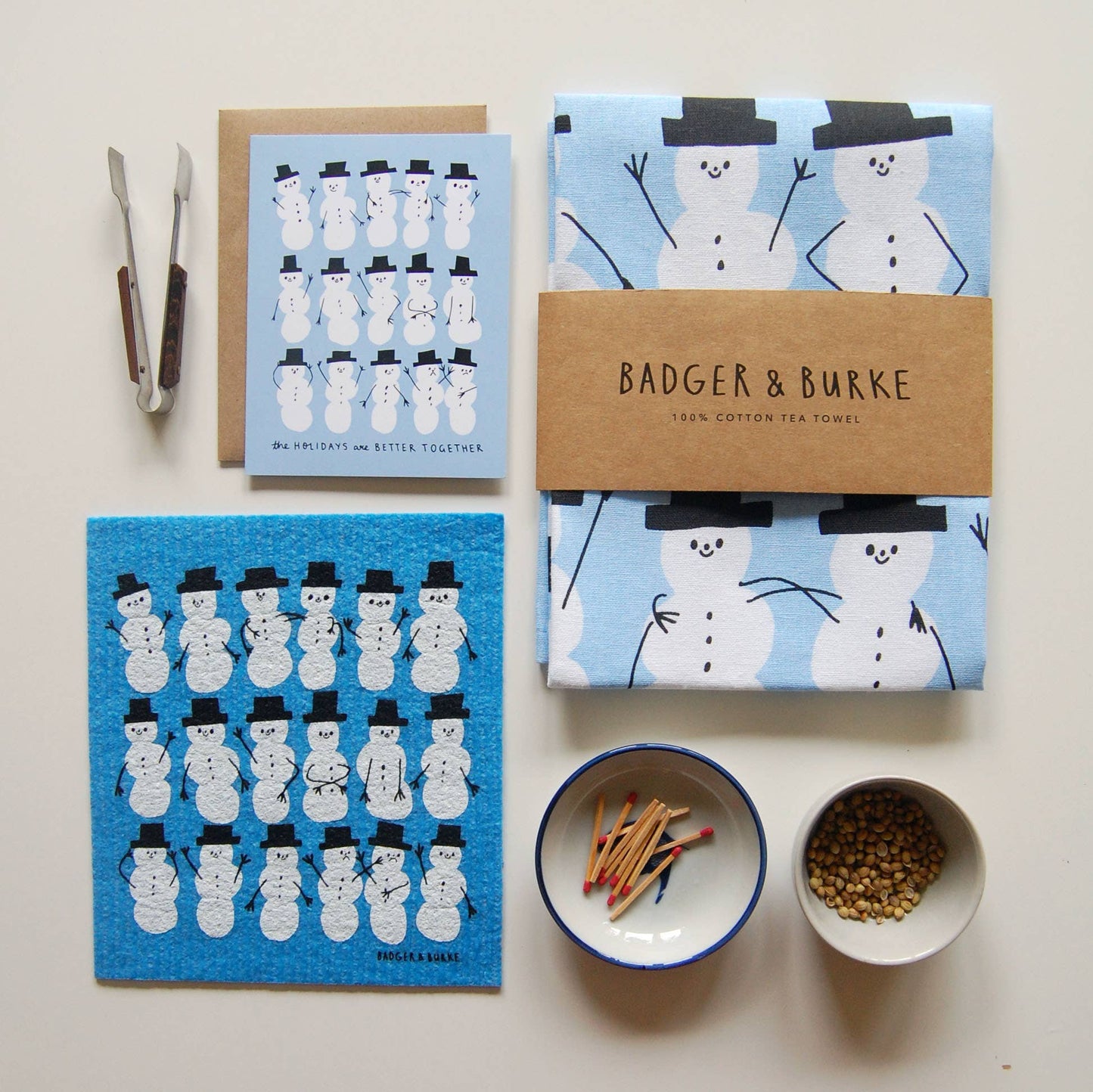 Badger & Burke - Holiday Snowmen Sponge Cloth / Reusable Paper Towel