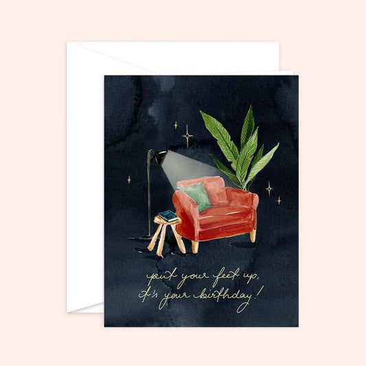 Almeida Illustrations - Put your Feet up Birthday card: White